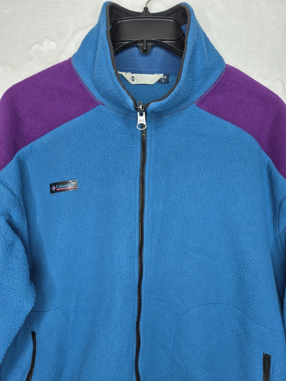 Vintage 90s Columbia Bugaboo Radial Colorblock Fleece Jacket Blue Purple Mens L